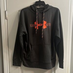 Under Armour Men's Hoodie in Black with Vibrant Orange Accents